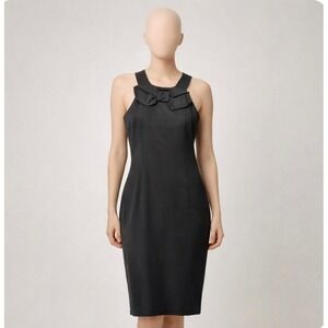 Karen Walker 100% Silk Bow Halter Shift Dress Black Size US 4 UK 8 Made in NZ